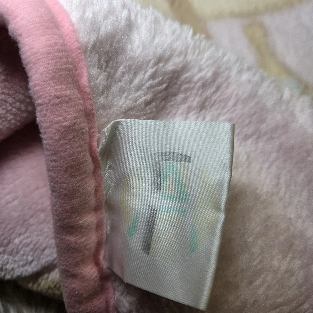 Vtg Pink Baby Blanket Moon Bunny Bear Stars‎ Crib Nursery Plush 54